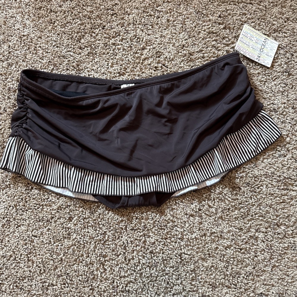 24th &‎ Ocean Skirted Brown Bikini Bottom NWT Size XL